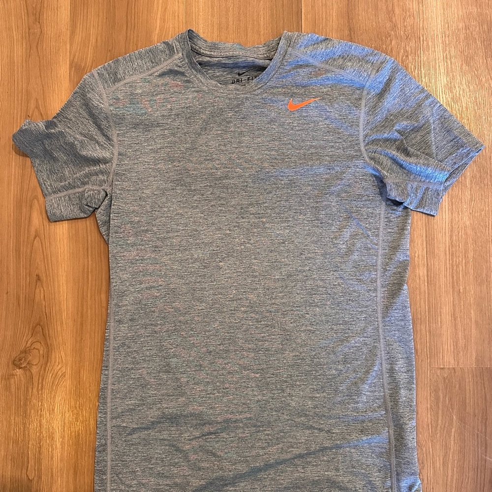 Nike Men's Heather Gray Tee with Orange Swoosh